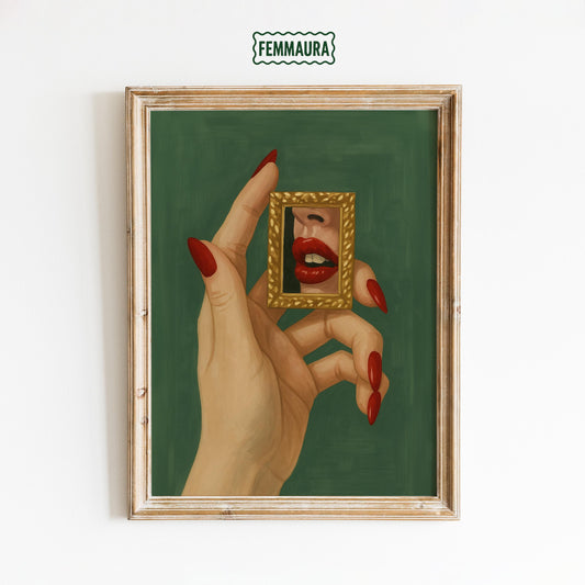 Red Lips Wall Art – Bold Glamour Poster With Vintage Glam Decor