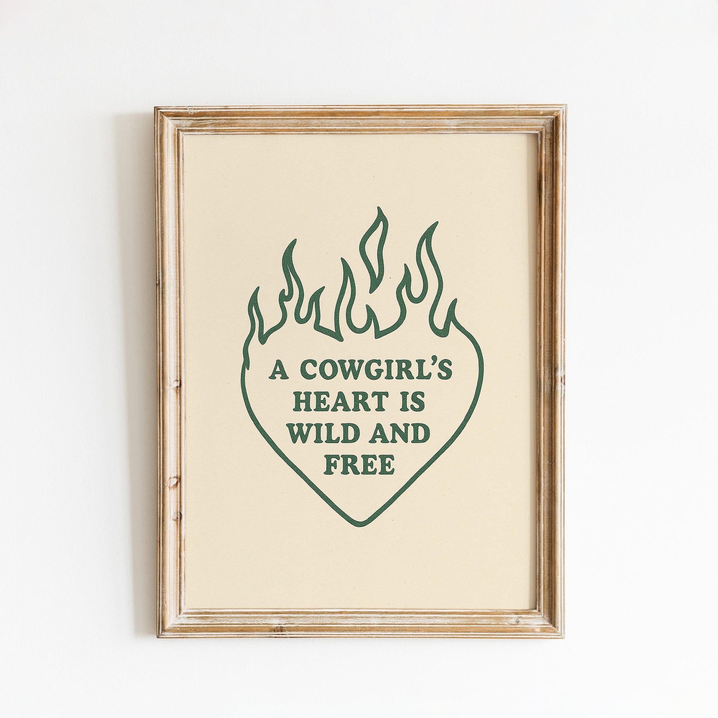 A Cowgirl’s Heart Is Wild and Free Poster – Western Quote Print, Minimal Country Wall Art
