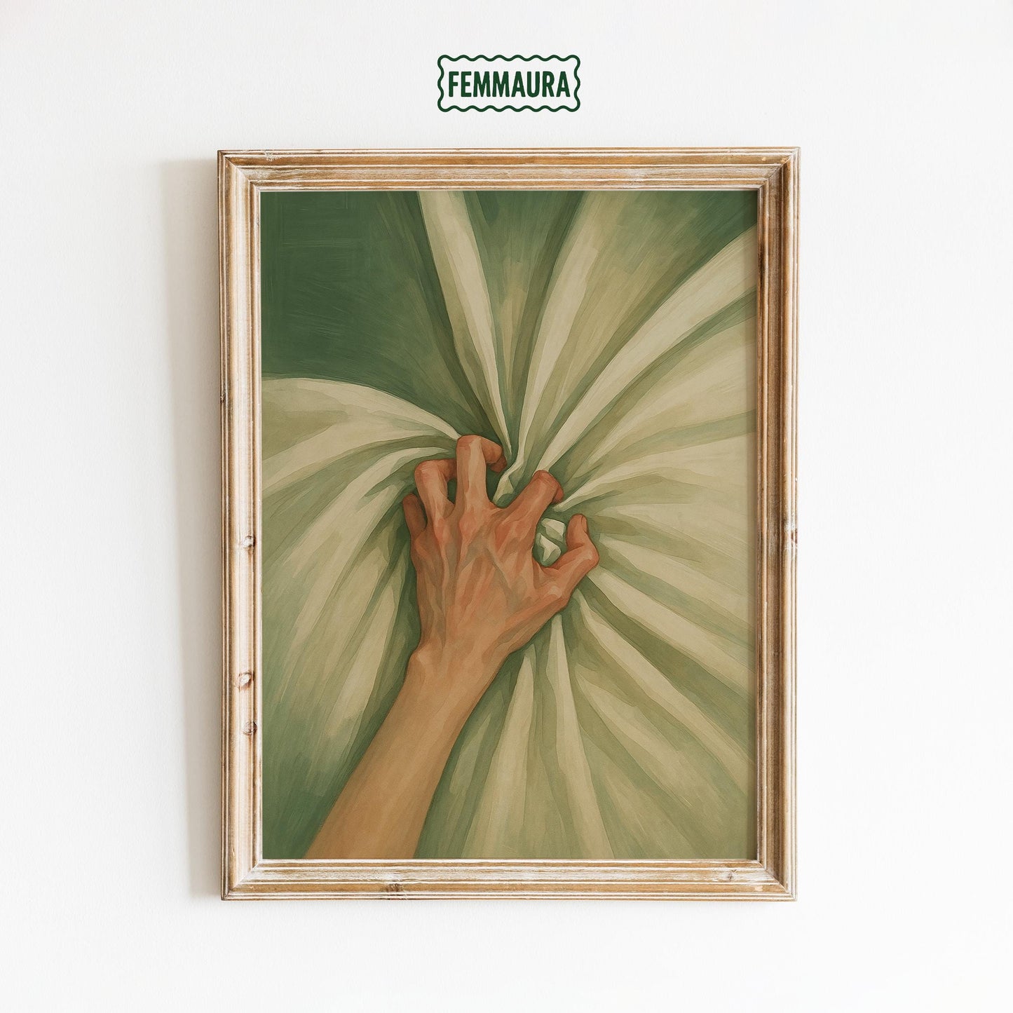 Bold Minimalist Wall Art – Striking Hand Gesture Poster with Moody Green Tones