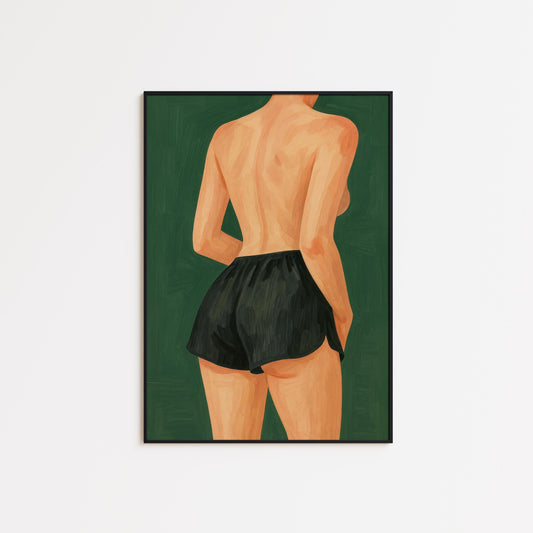Minimal Feminine Wall Art – Backless Woman Poster | Elegant Nude Illustration