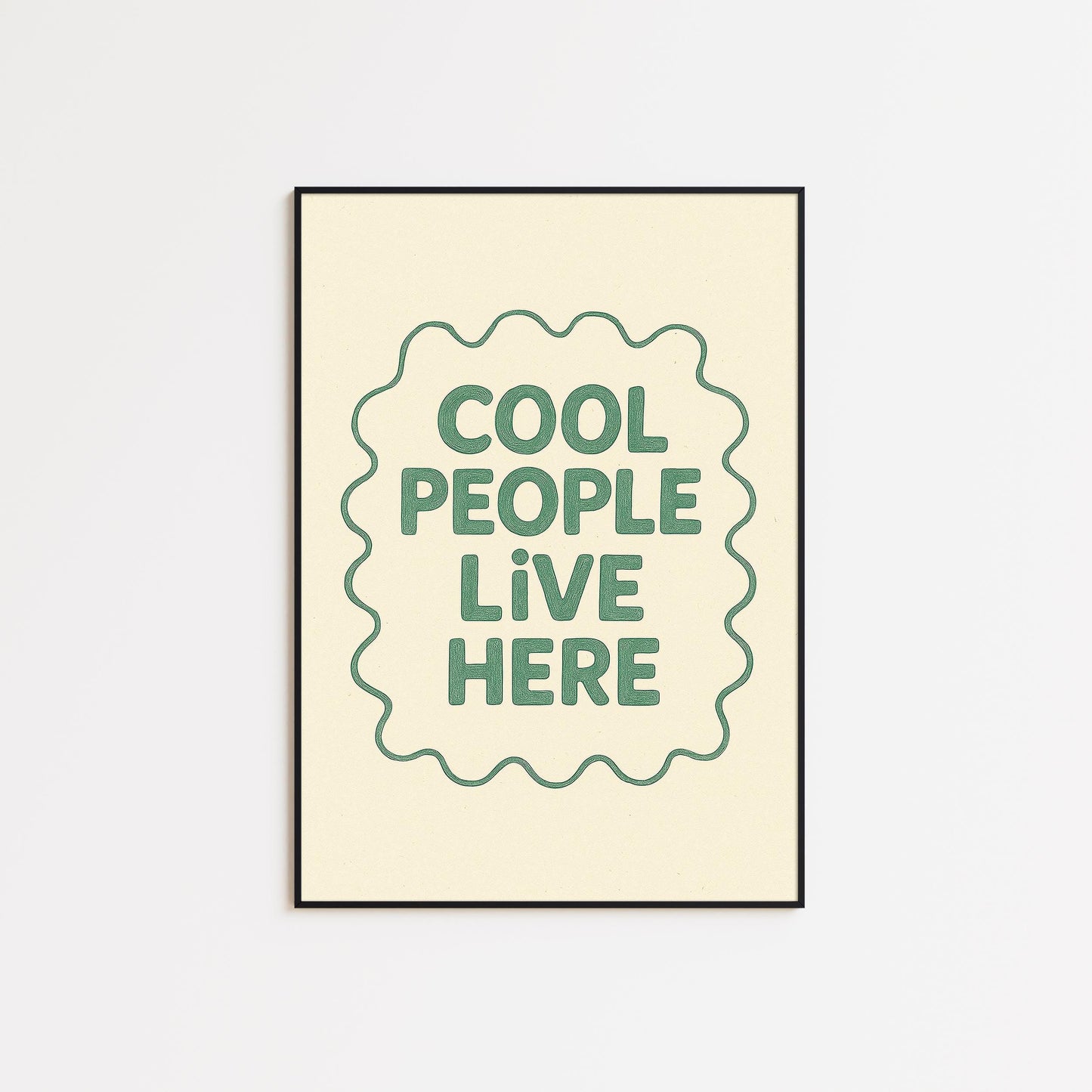 Cool People Live Here Poster – Funny Retro Typography Print, Minimalist Wall Art