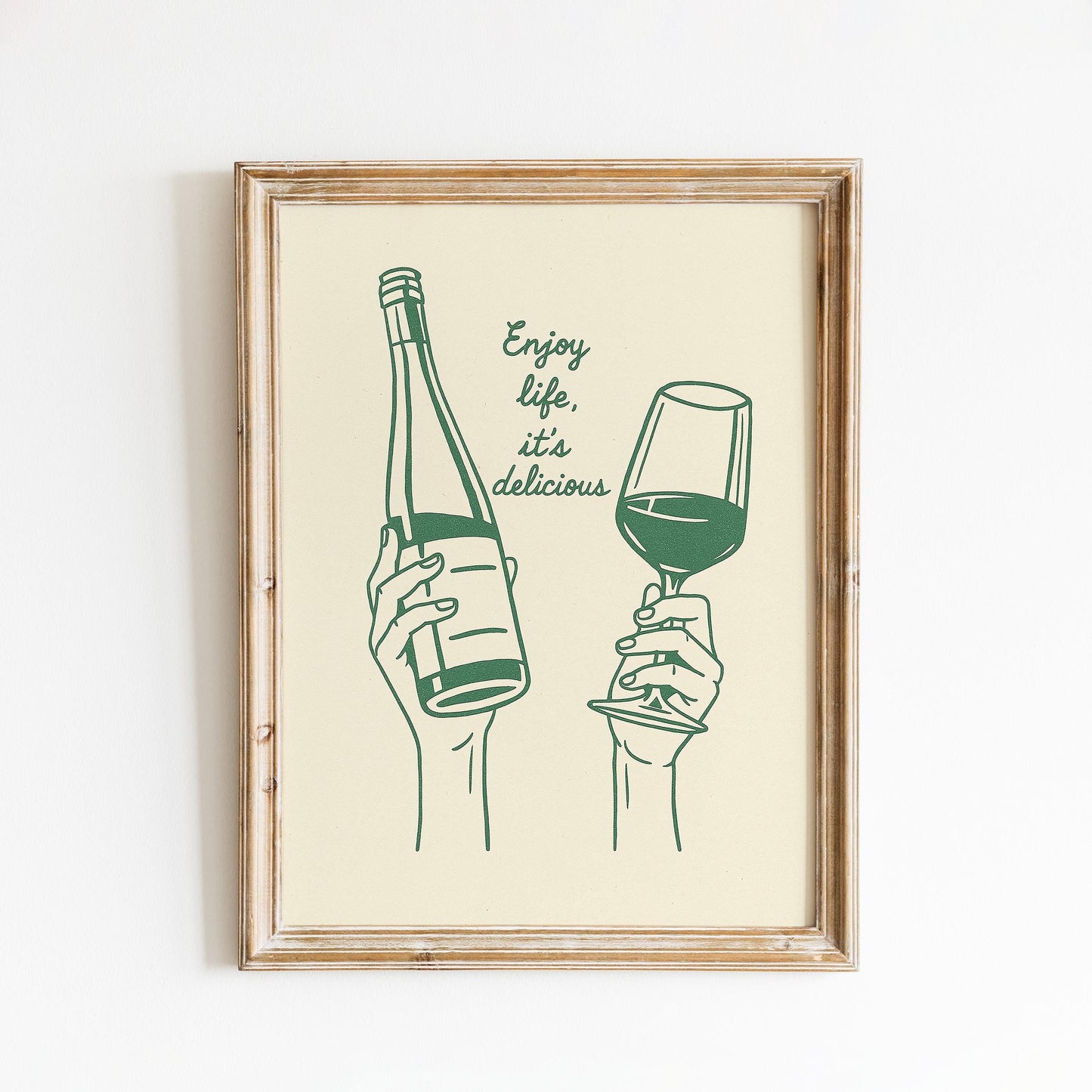 Enjoy Life It’s Delicious Poster – Minimal Wine Wall Art, Kitchen & Bar Print