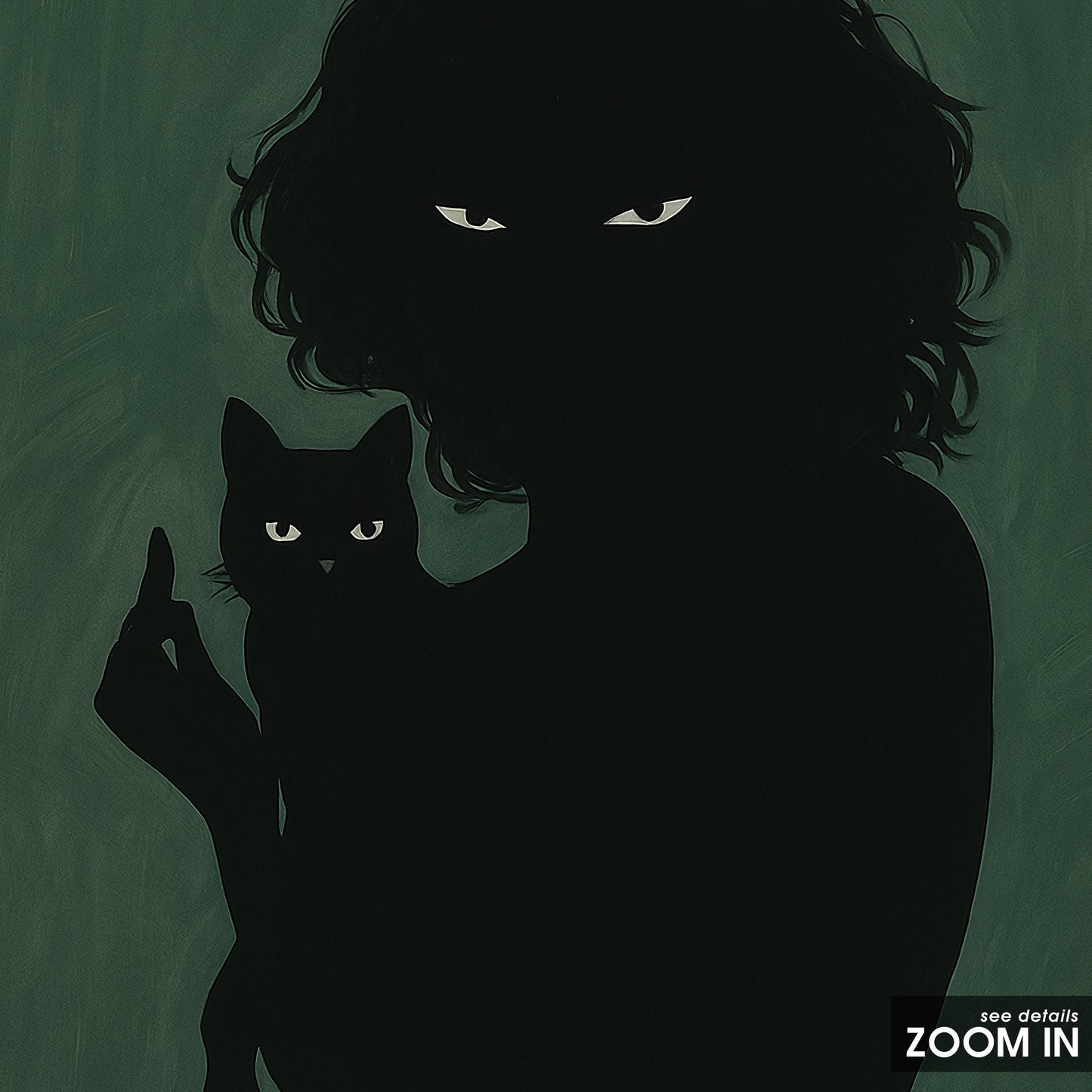 Dark Feminine Art – Moody Wall Print With Silhouette Woman And Black Cat