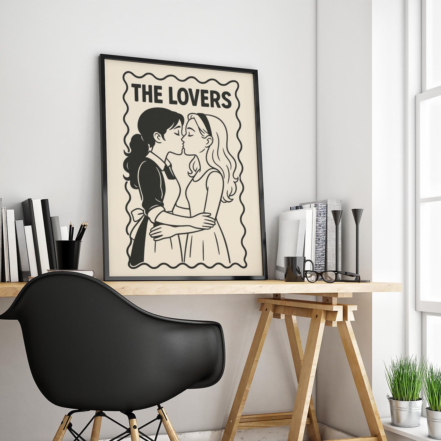 Sapphic Tarot Art Print – Bold Lesbian Love Wins Vintage Style Poster