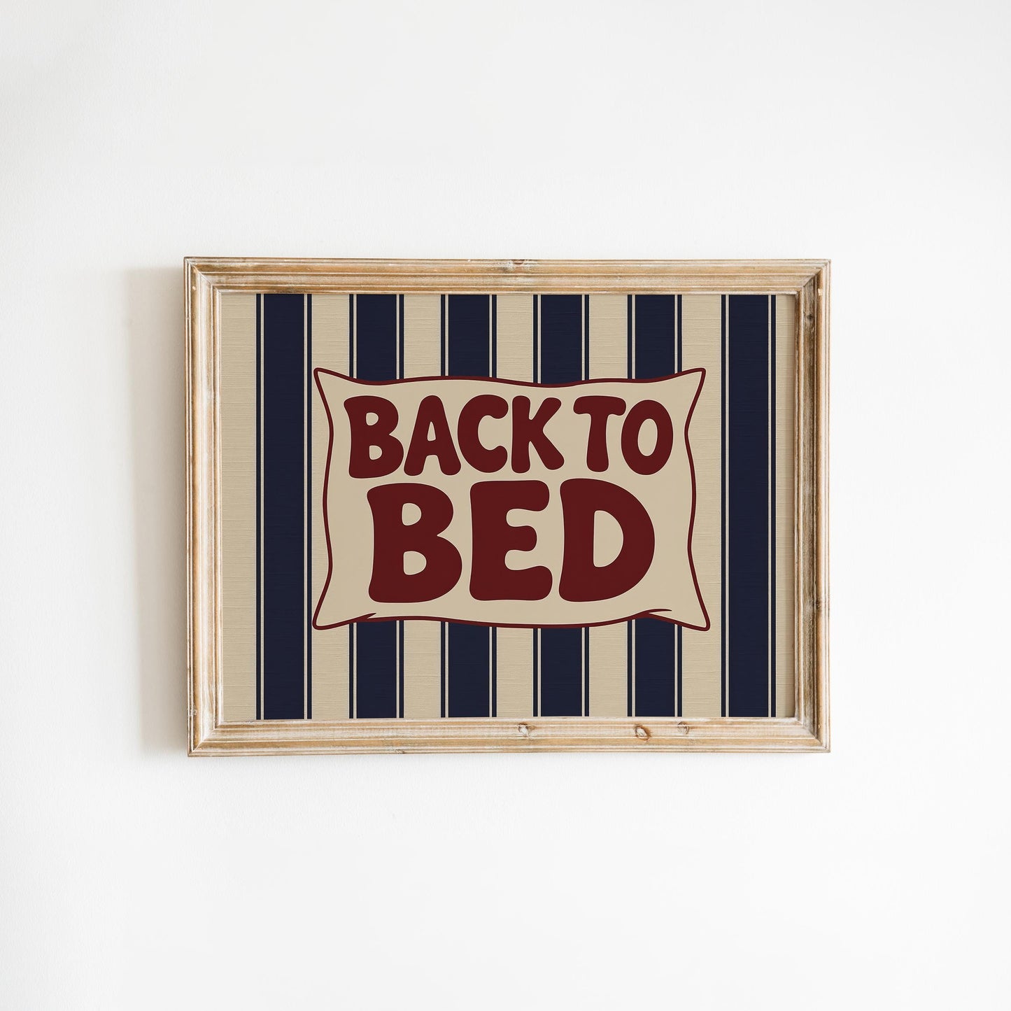 Back to Bed Western Poster – Rustic Navy Stripe Bedroom Art Print