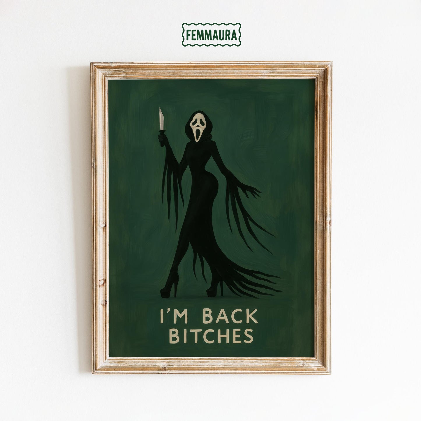 Gothic Horror Wall Art – Dark Humor Decor | Edgy Femme Fatale Artwork Print