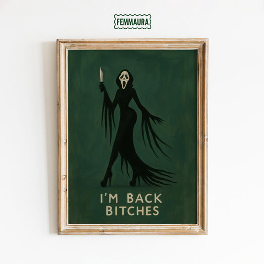 Gothic Horror Wall Art – Dark Humor Decor | Edgy Femme Fatale Artwork Print