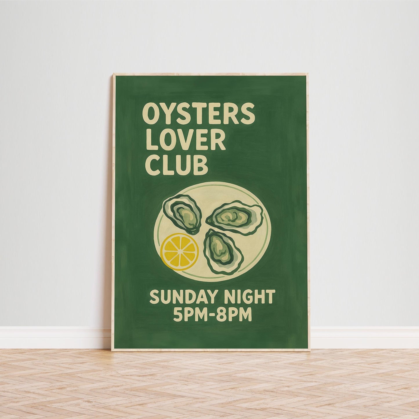 Coastal Kitchen Wall Art – Vintage Oyster Bar Sign | Seafood Bistro Print