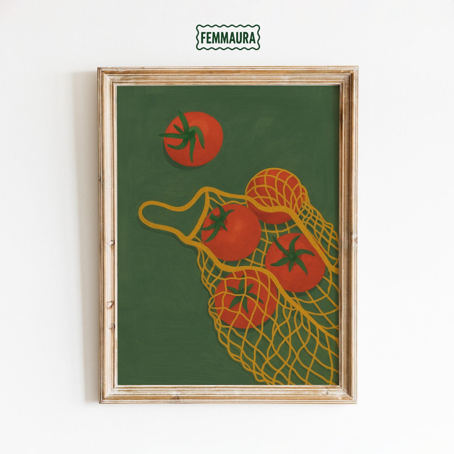 Mediterranean Kitchen Art – Rustic Tomato Poster | Market Still Life Print