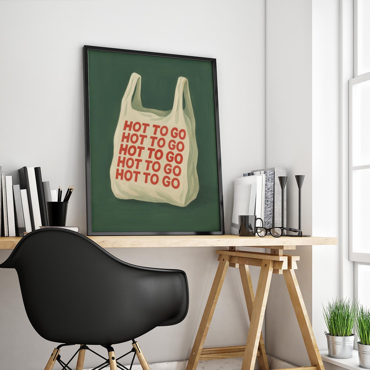 Retro Tote Bag Poster – Bold Pop Art Wall Print With Red Typography