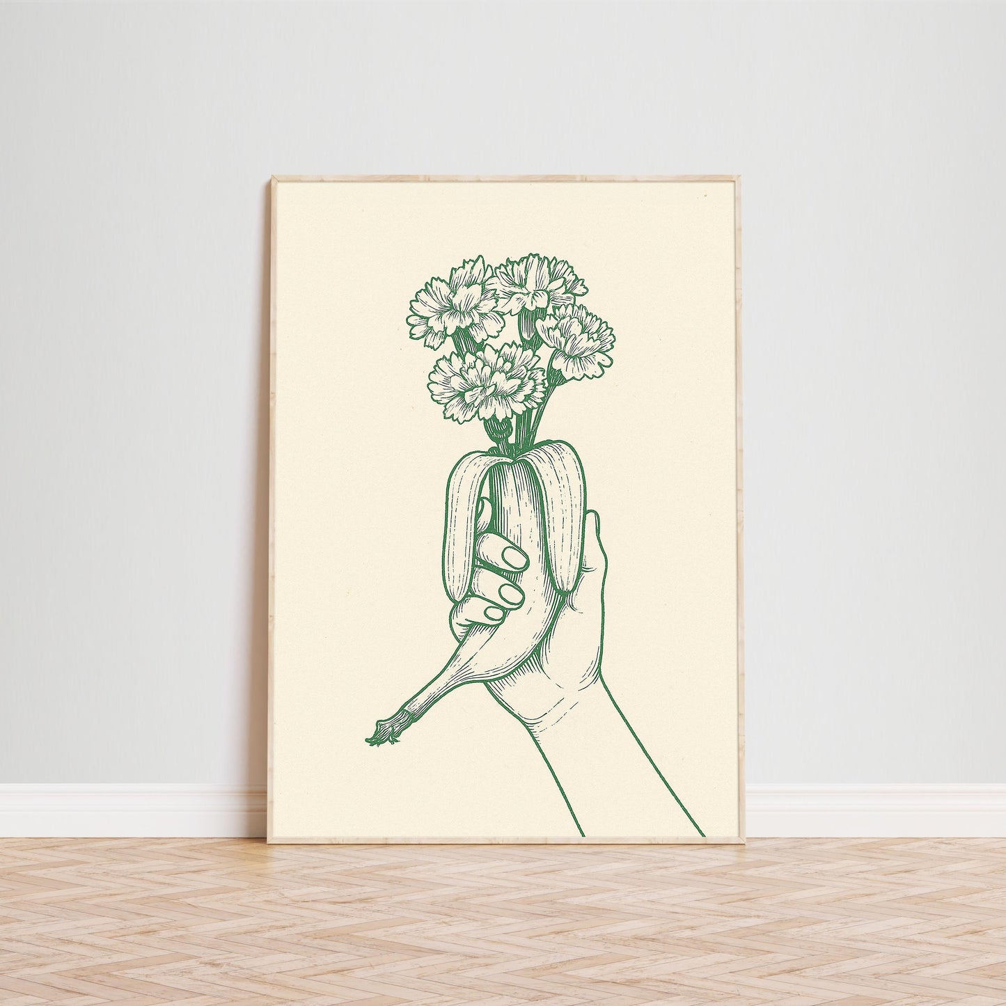 Banana Bouquet Poster – Surreal Botanical Line Art Print