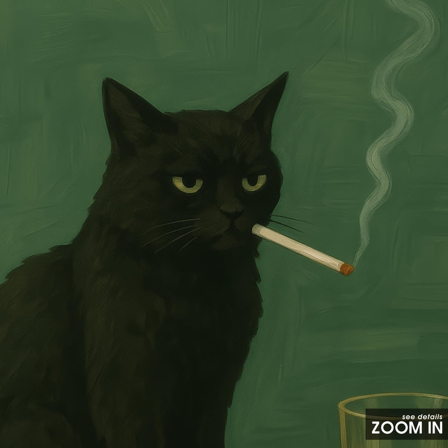 Moody Black Cat Poster – Dark Humor Wall Art | Whiskey Lover Gift Print