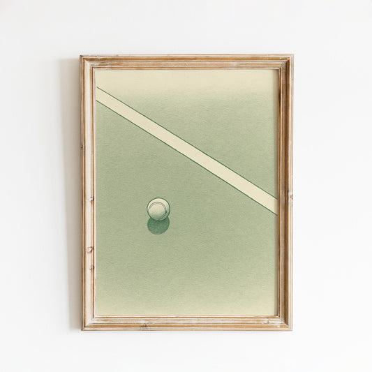 Minimal Tennis Court Poster – Green Modern Wall Art for Sports Lovers