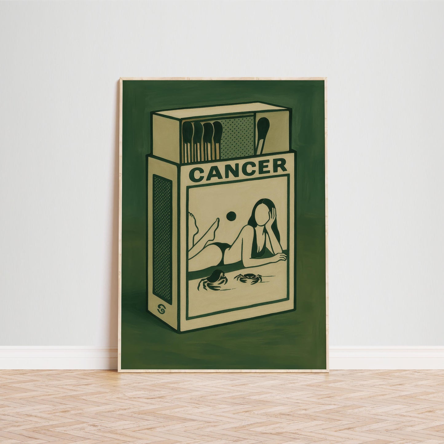 Cancer Zodiac Art Print – Surrealist Matchbox Style Astrology Wall Decor