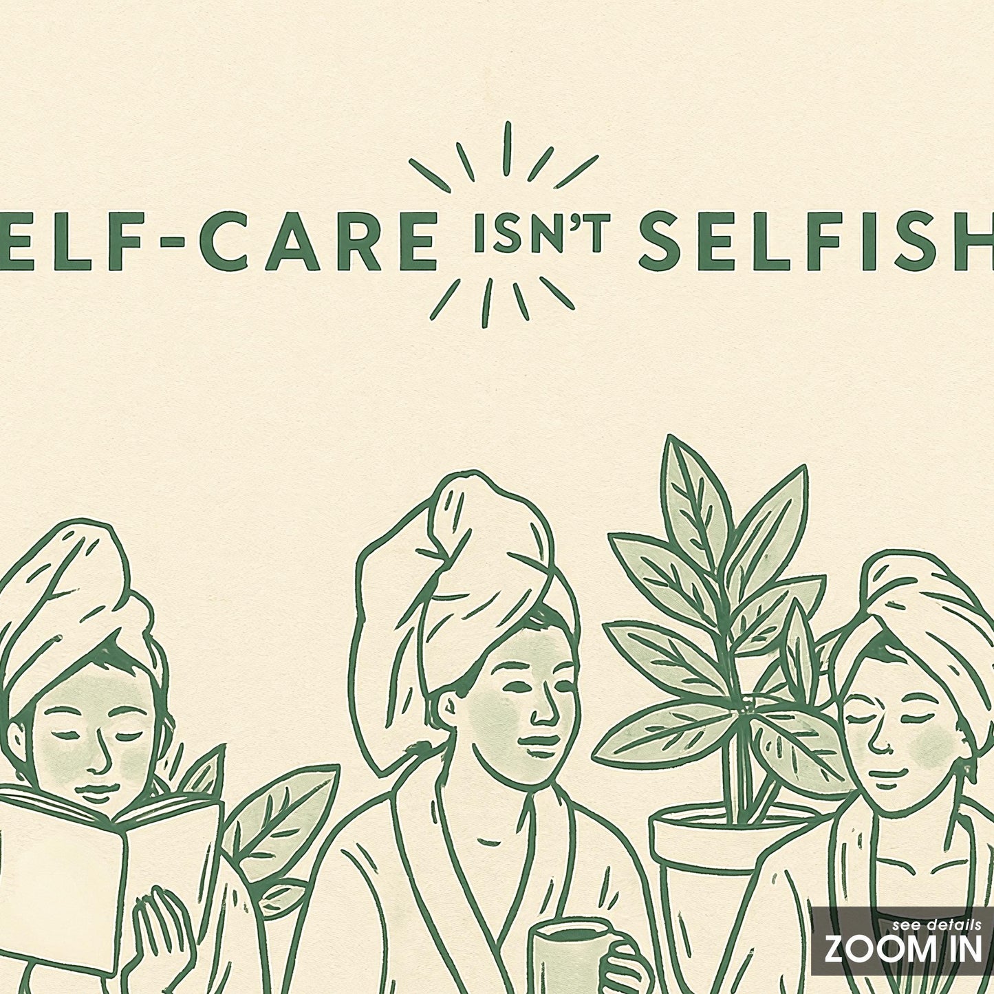 Self Care Poster – Mindful Line Art Print | Feminine Wellness Wall Art Decor