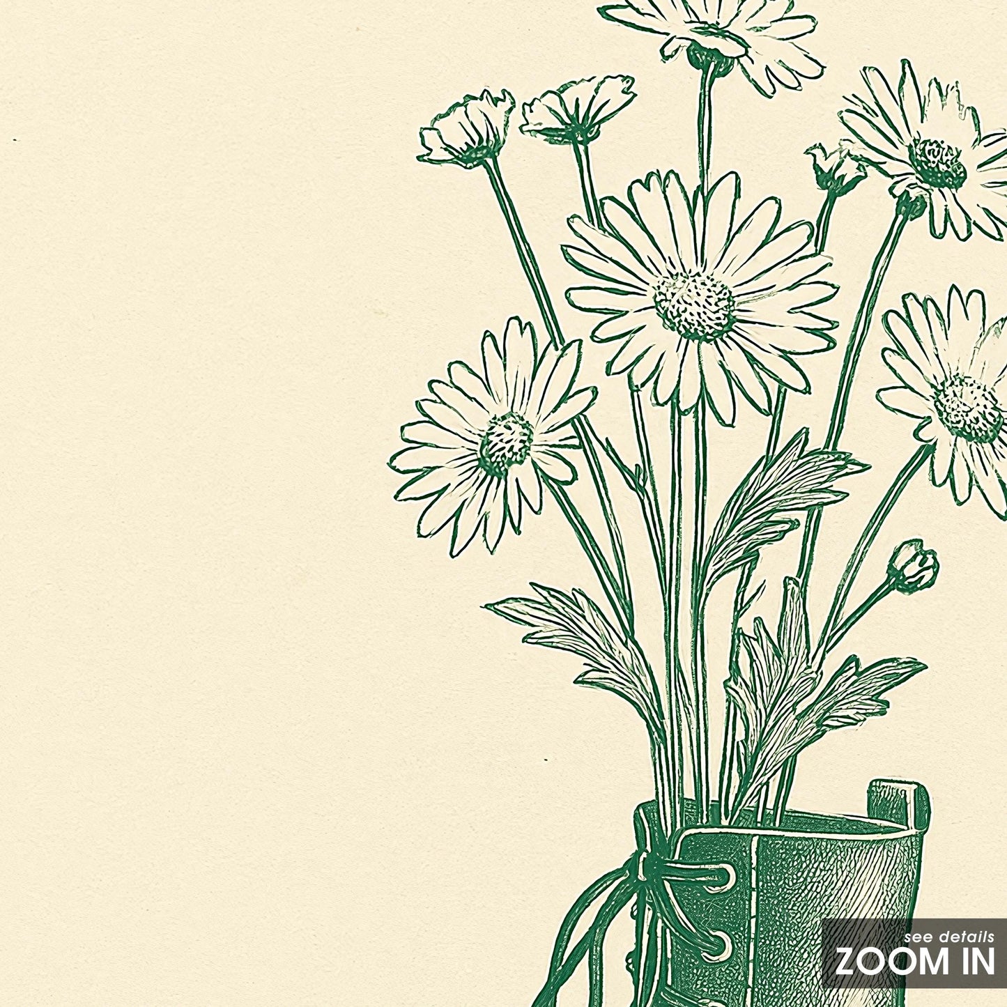 Boots and Daisies Poster – Feminine Strength Minimal Line Art