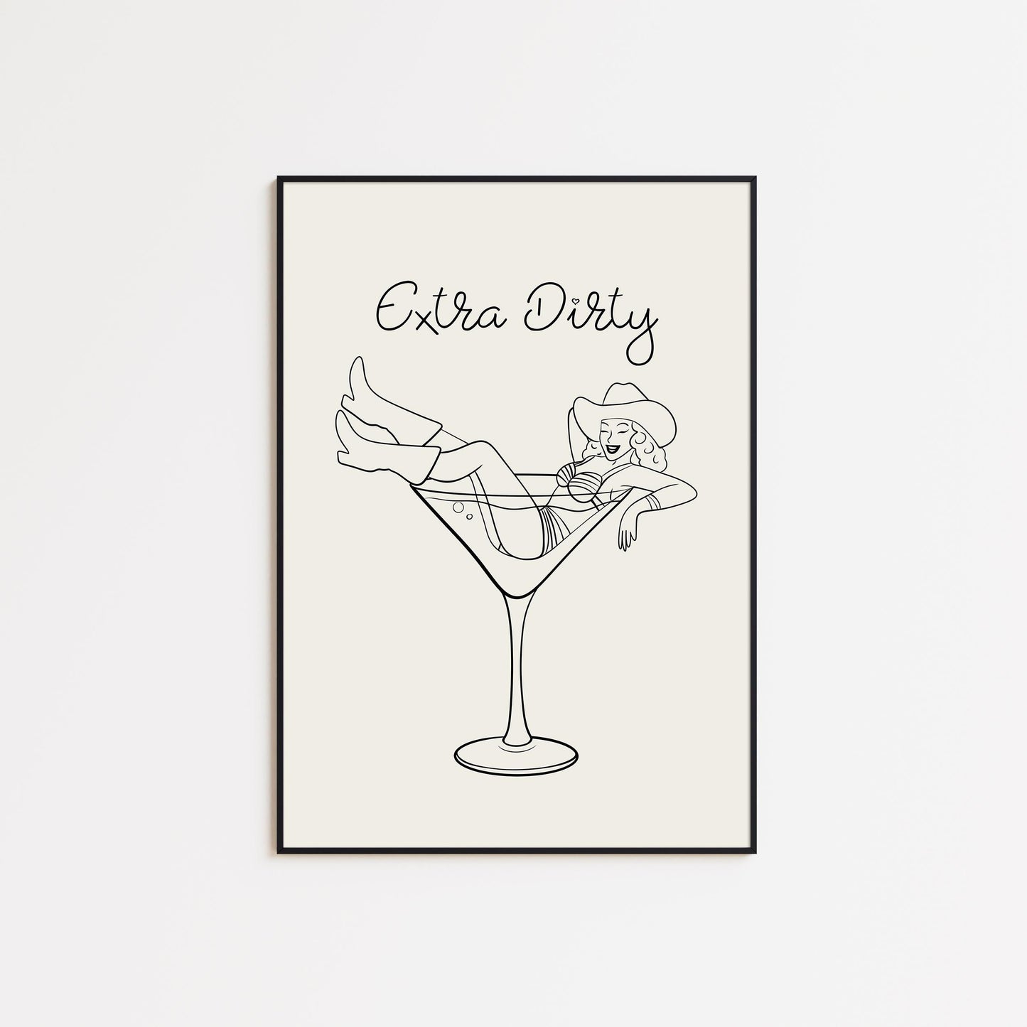 Extra Dirty Cowgirl Poster – Western Cocktail Pin-Up Style Wall Art