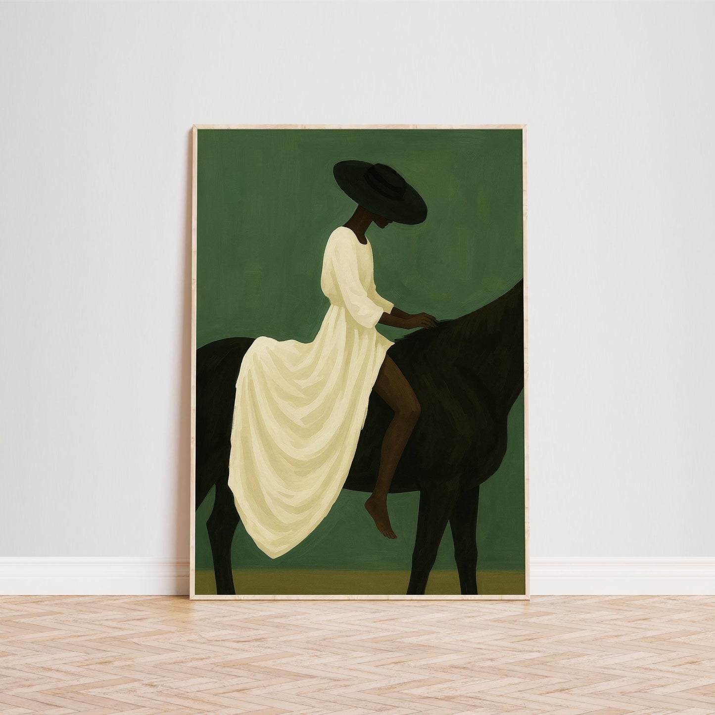 Minimal Western Art Print – Elegant Feminine Silhouette Horse Poster | Rustic Chic Decor