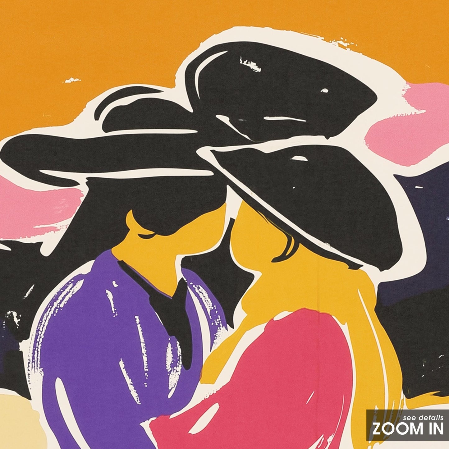 Sunset Cowgirls Kiss – Colorful Western Love Poster