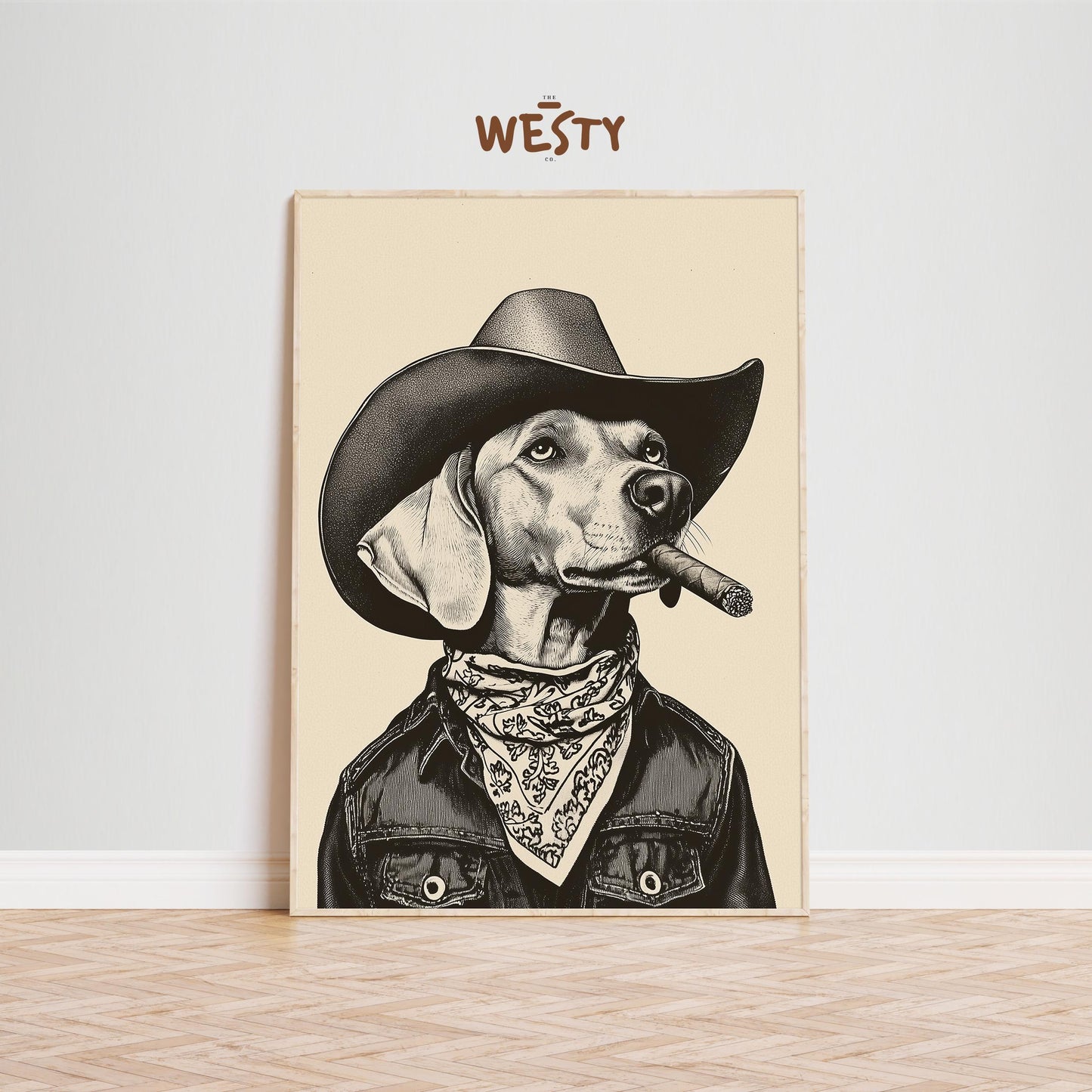 Cowboy Dog with Cigar – Funny Western Wall Art Print