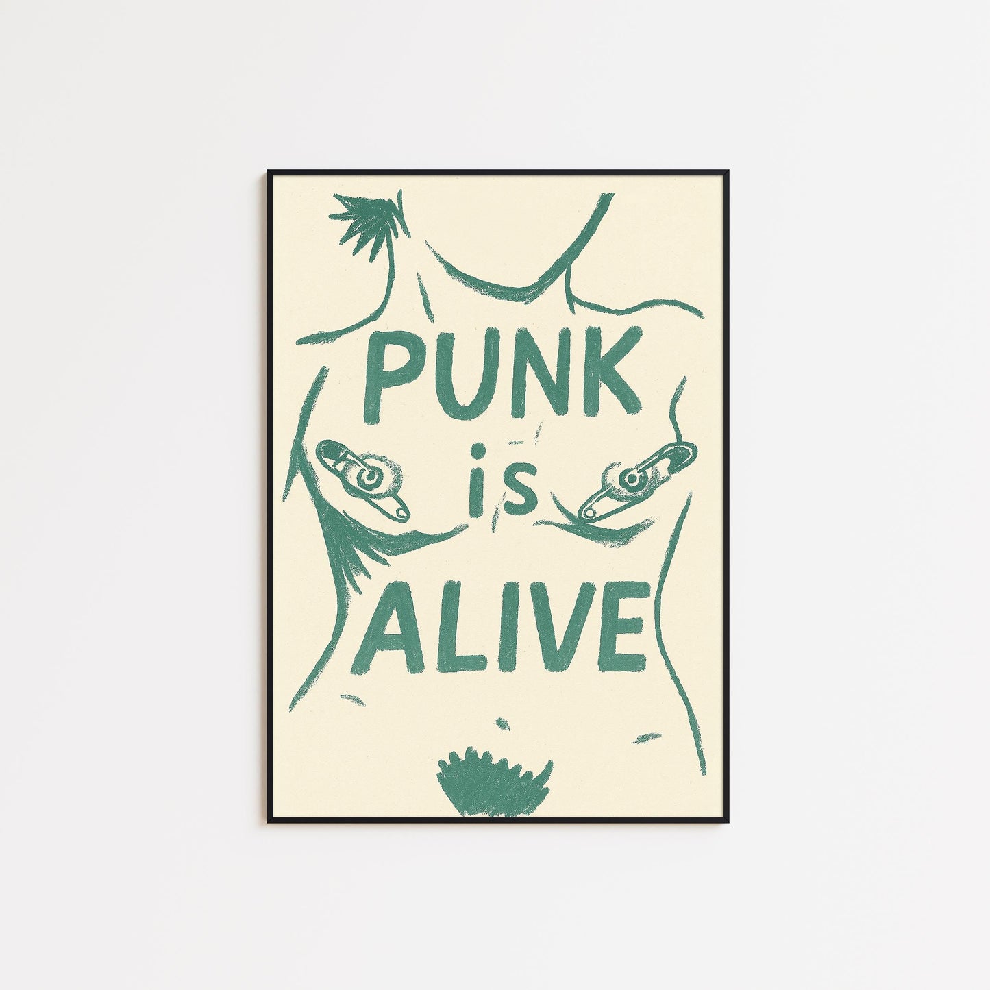 Punk Is Alive Poster – Bold Minimal Line Art Print, Edgy Feminist Wall Decor
