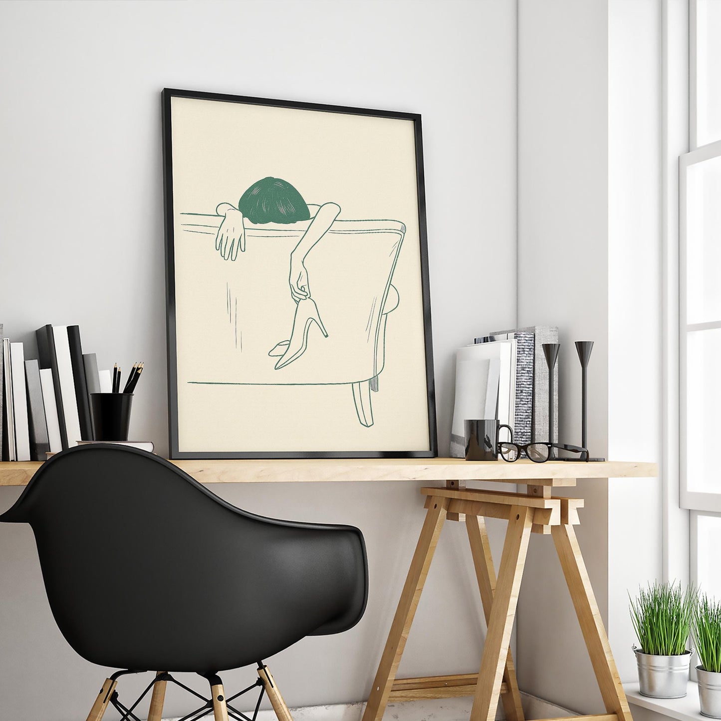 After Hours Poster – Minimal Line Art Woman Print, Femmaura Bold Series