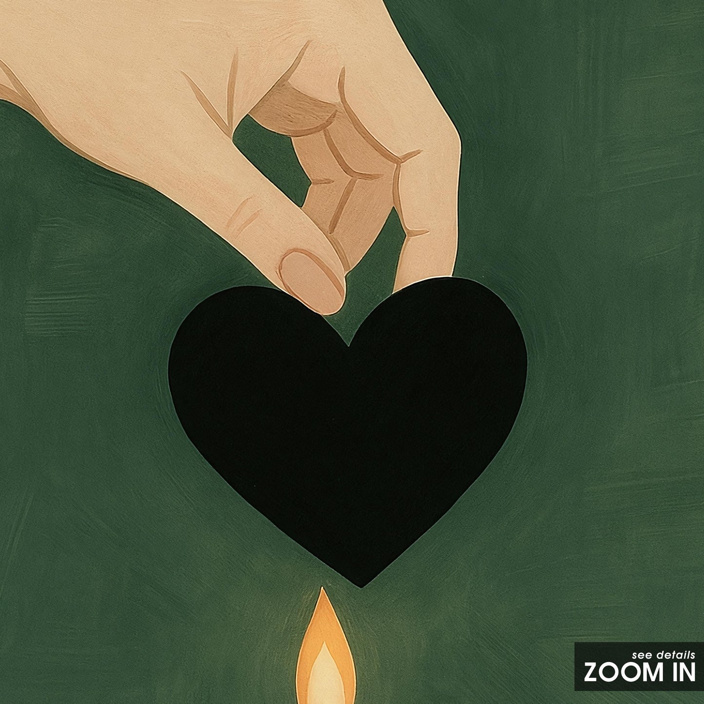 Burning Heart Poster – Moody Retro Wall Art With Symbolic Flame Design