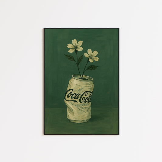 Vintage Pop Wall Art – Cola Wall Art Crushed Soda Can Vase Floral Poster