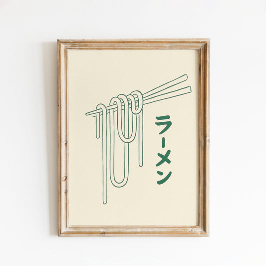 Ramen Line Art Poster – Minimal Japanese Noodle Print, Modern Kitchen Wall Decor