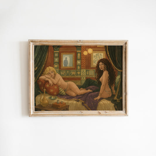 Orientalist Boudoir Art – Vintage Wall Poster With Sensual Femme Print