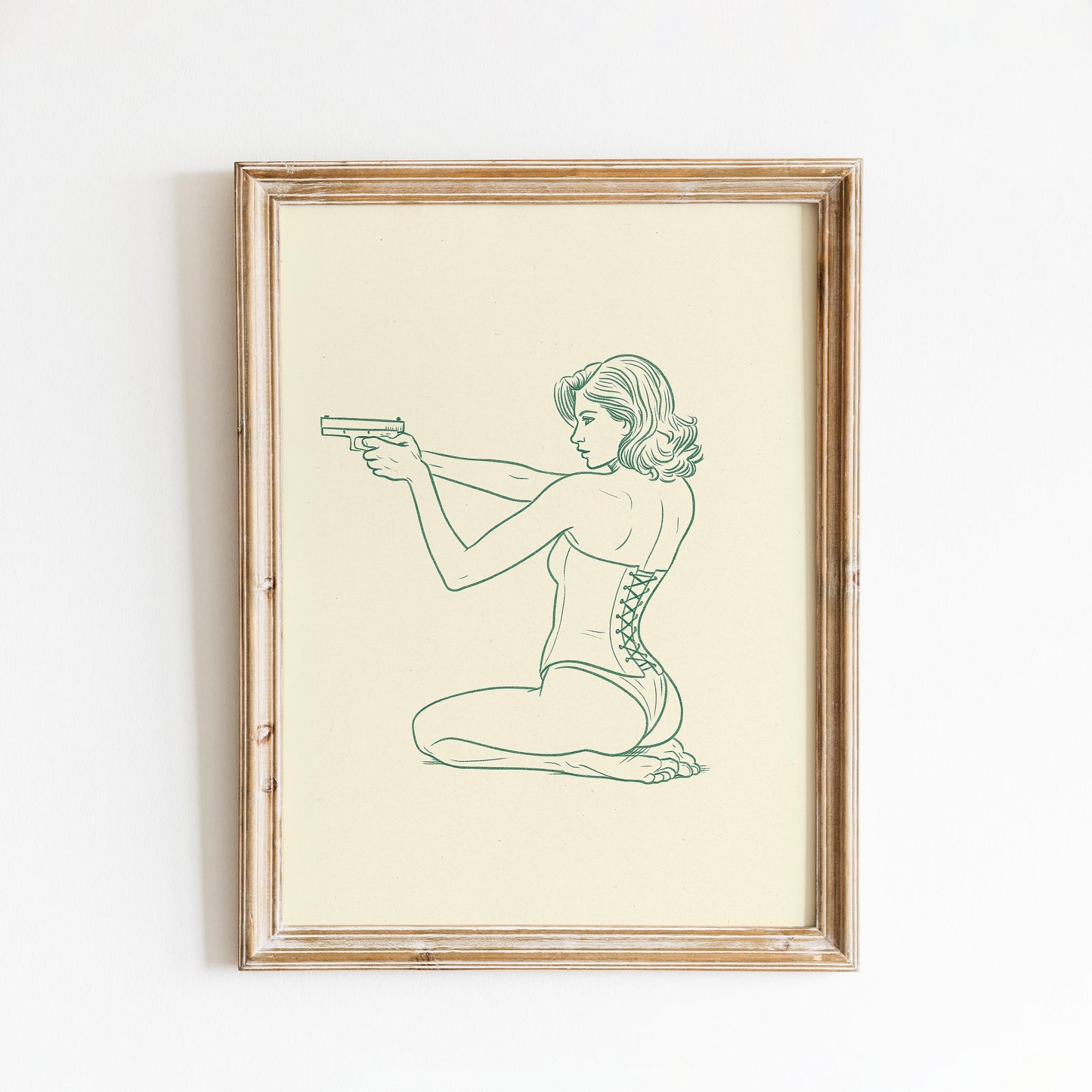 Armed Muse Poster – Minimal Line Art Woman Print, Femmaura Bold Series