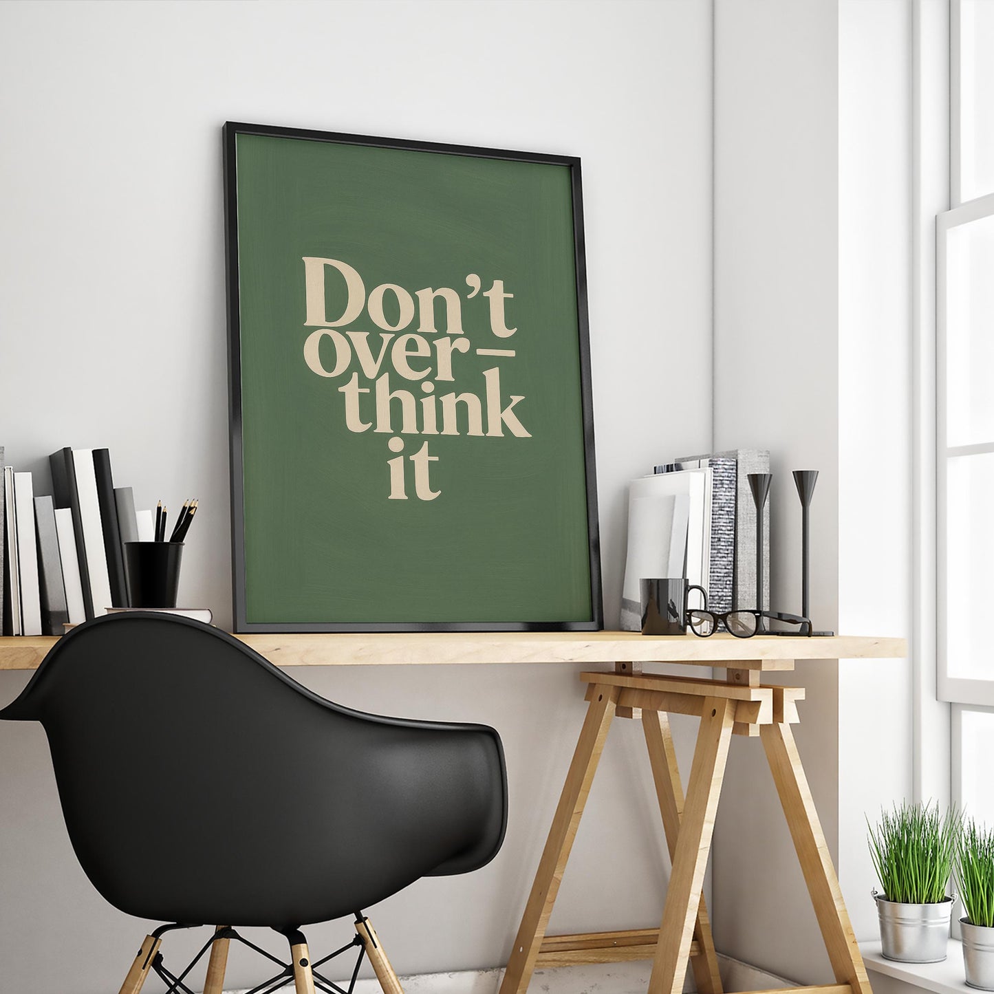 Minimalist Quote Poster – Motivational Wall Art | Retro Typography Print & Green Decor