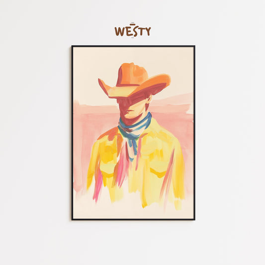 Colorful Cowboy Portrait – Western Abstract Wall Art
