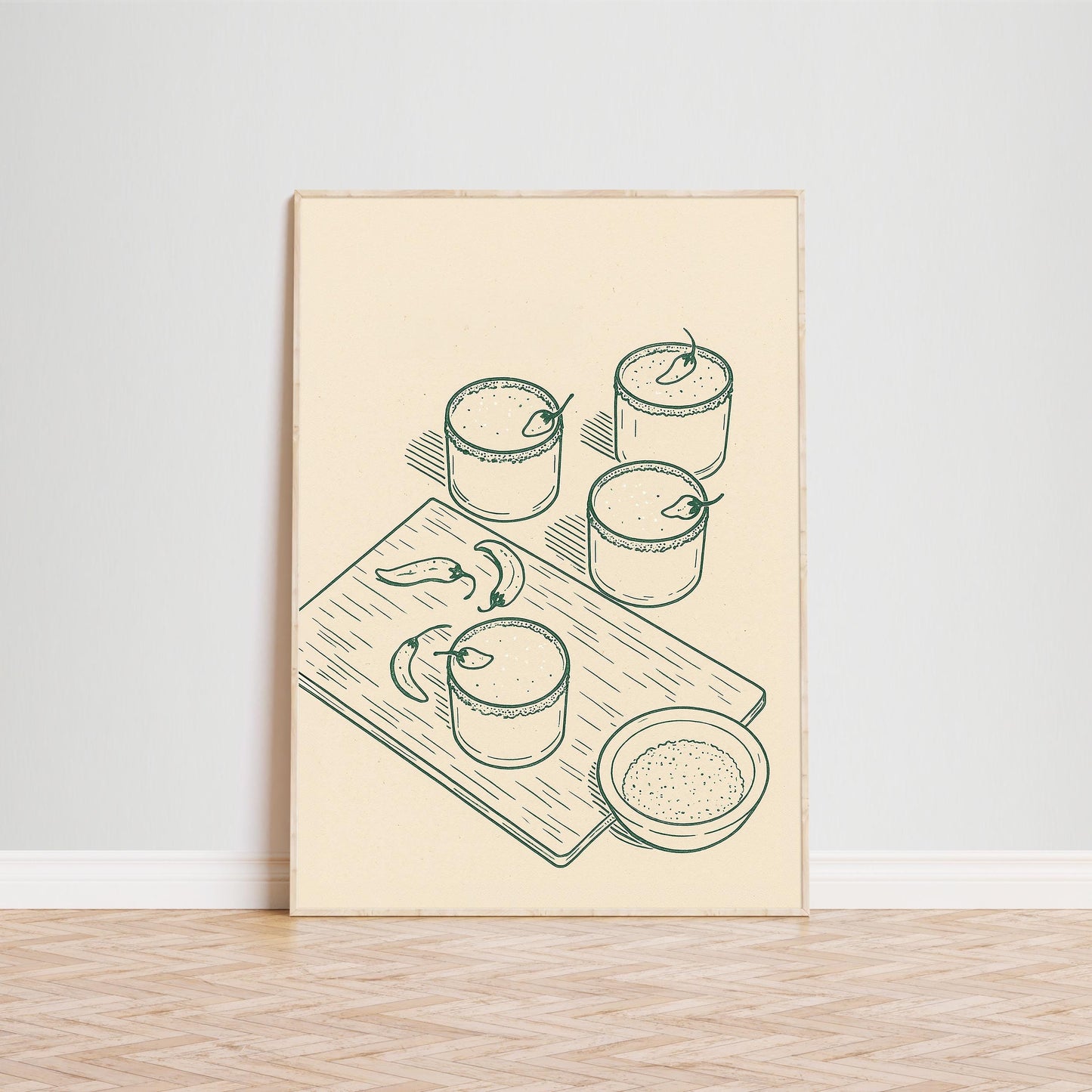 Spicy Margarita Poster – Minimalist Cocktail Line Art Print