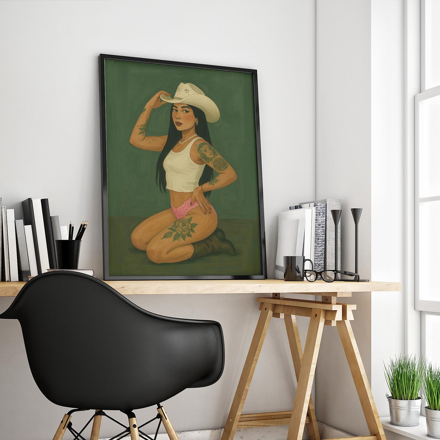 Tattooed Cowgirl Poster – Modern Cowgirl Print | Vintage Western Wall Art