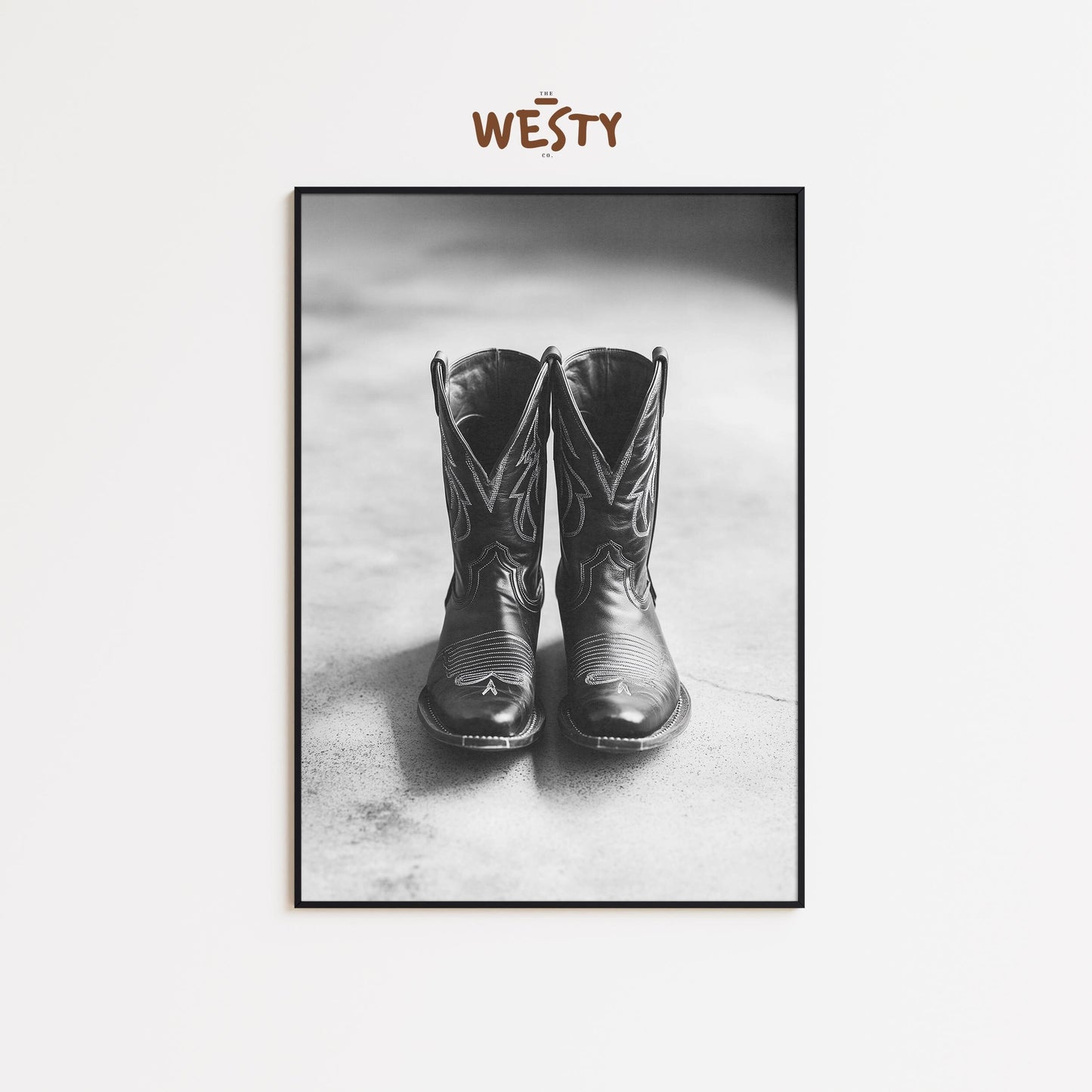 Black Cowboy Boots Poster – Western Monochrome Wall Art