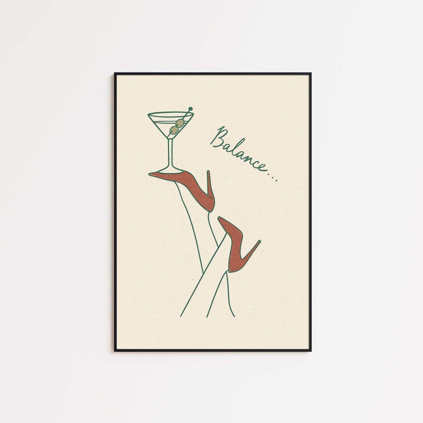 Balance Poster – Minimal Martini Glass Wall Art