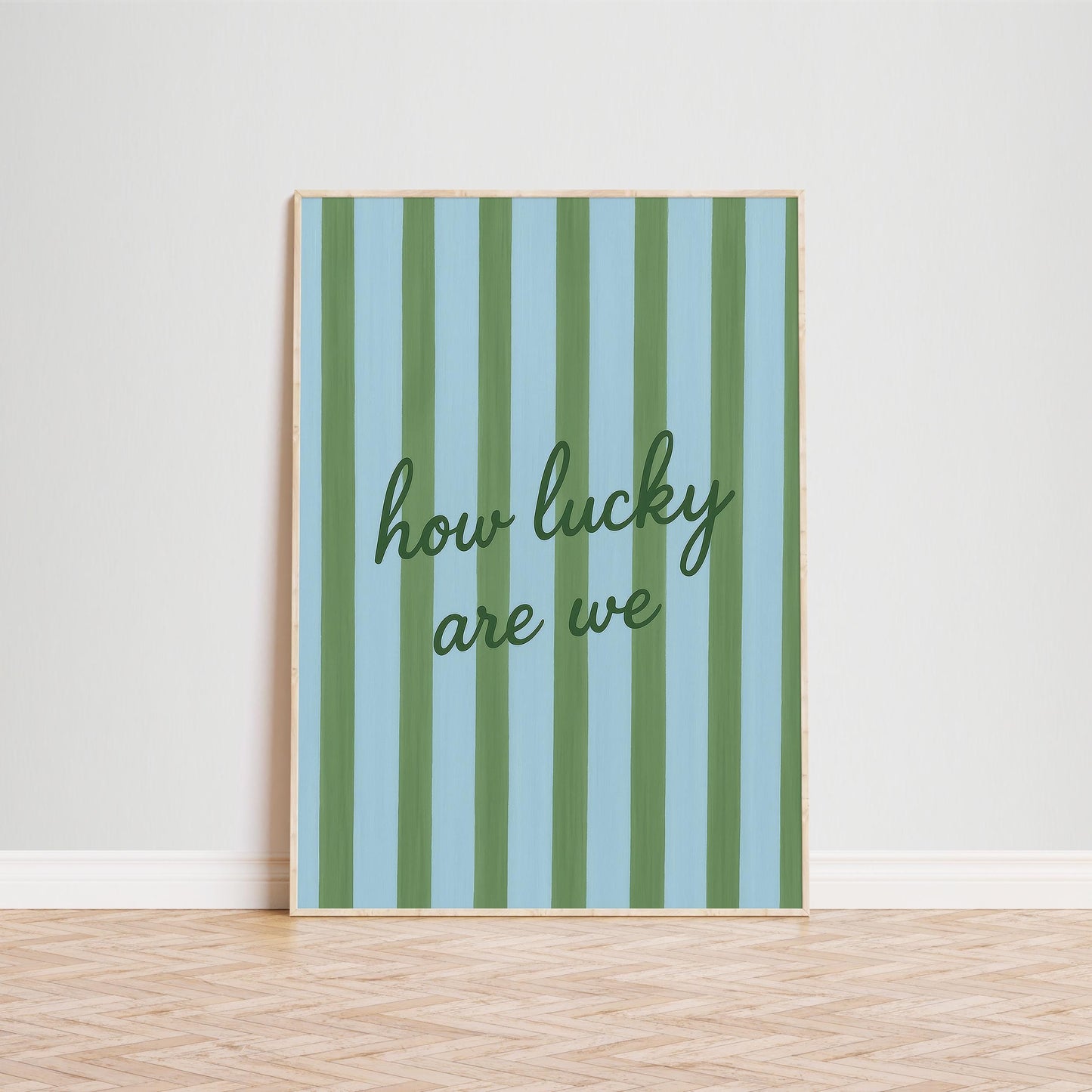 Romantic Quote Poster – Green Striped Print With Elegant Script | Minimalist Romance Decor