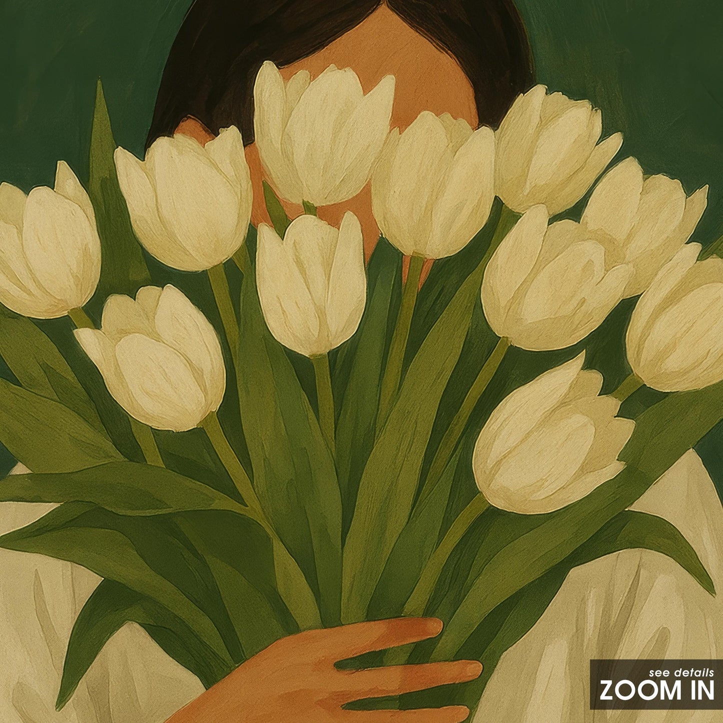 White Tulip Wall Art – Feminine Floral Botanical Poster | Soft Minimalist Print