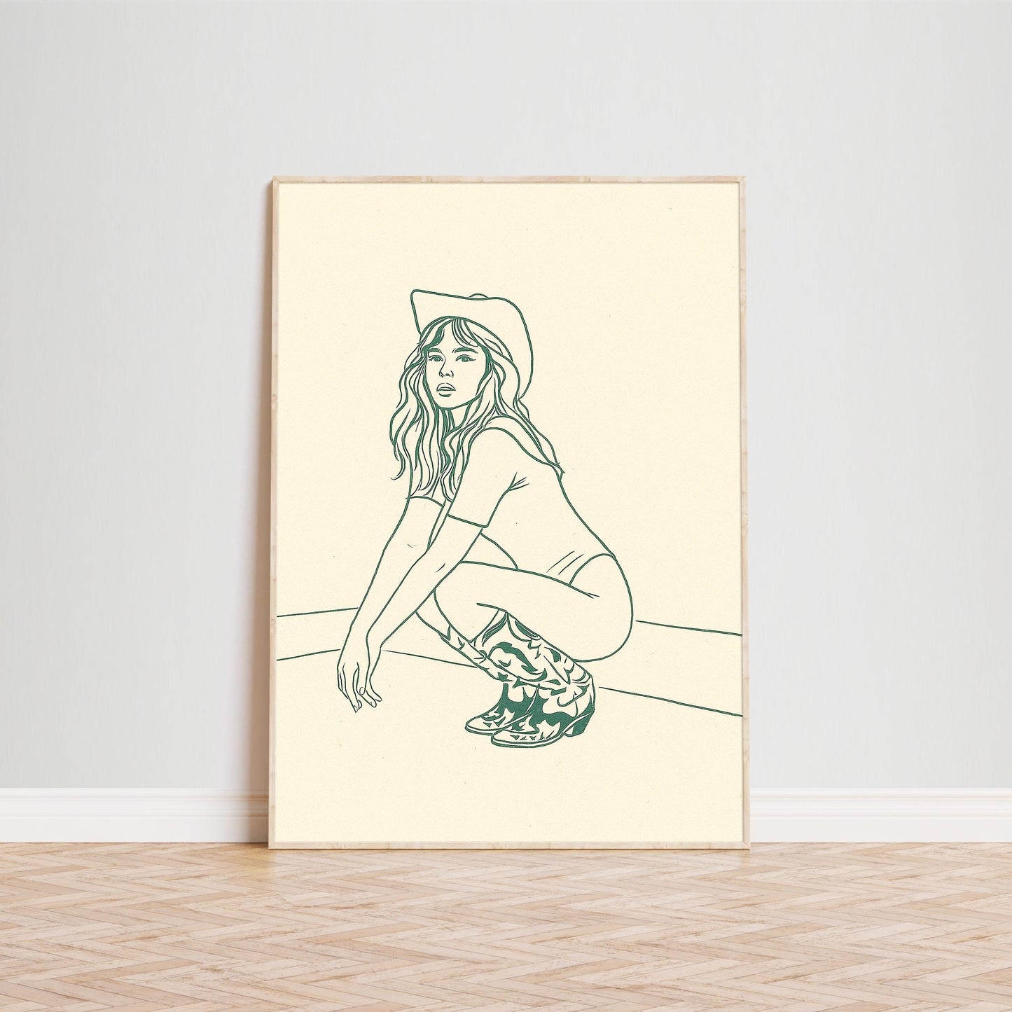 Cowgirl Muse Poster – Minimal Western Line Art Print, Femmaura Bold Series