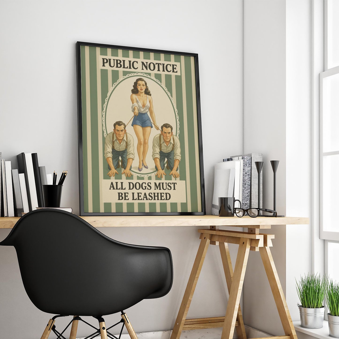 Dominant Femme Wall Art – Retro Pinup Poster With Feminist Humor & Bold Bedroom Decor