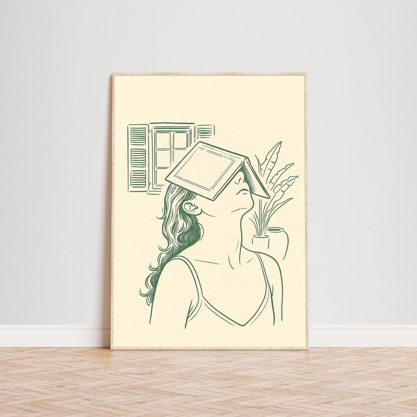 Daydream Reader Poster – Minimal Line Art Woman Print, Femmaura Bold Series