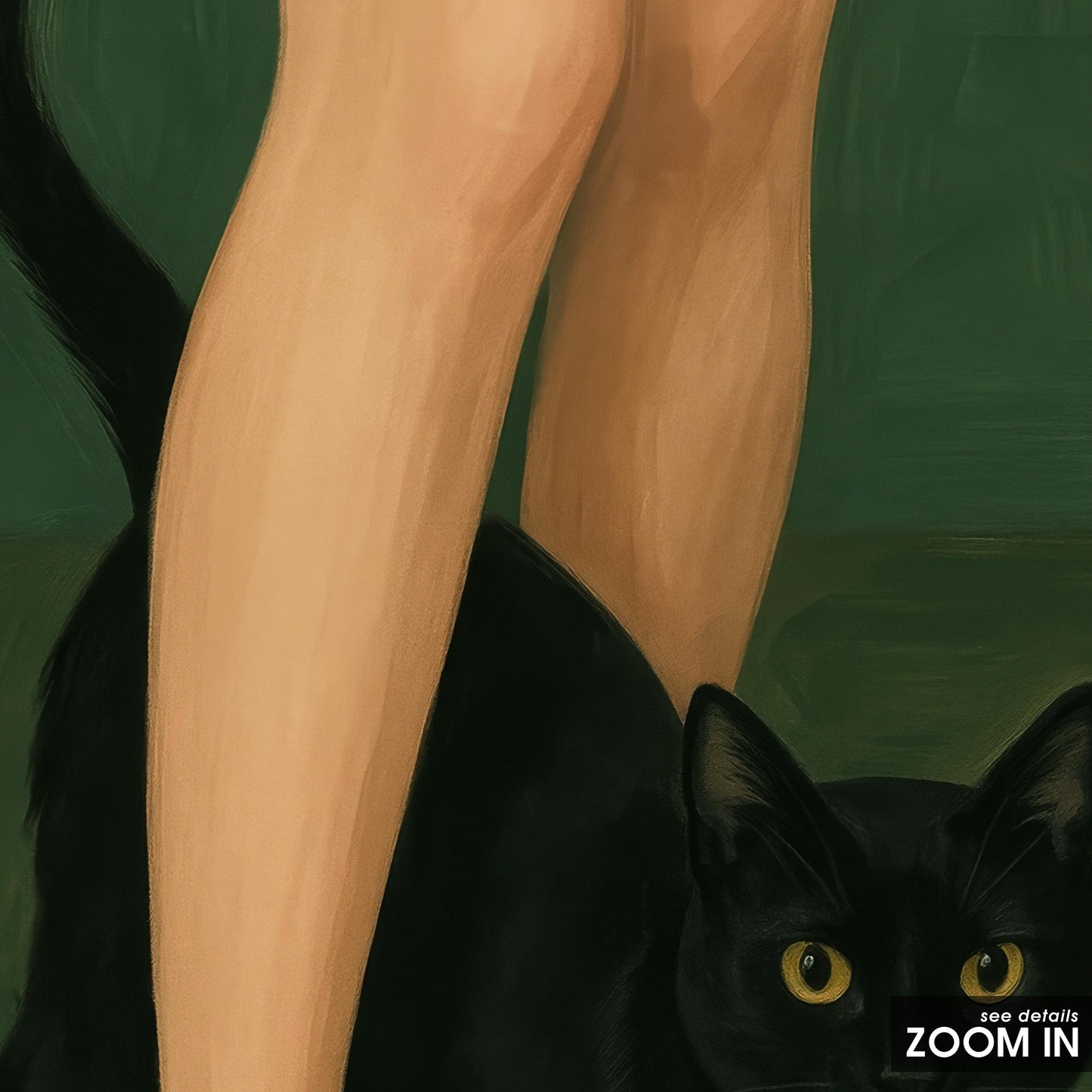 Gothic Witchy Wall Art – Black Cat Artwork With Elegant Femme Gothic Poster