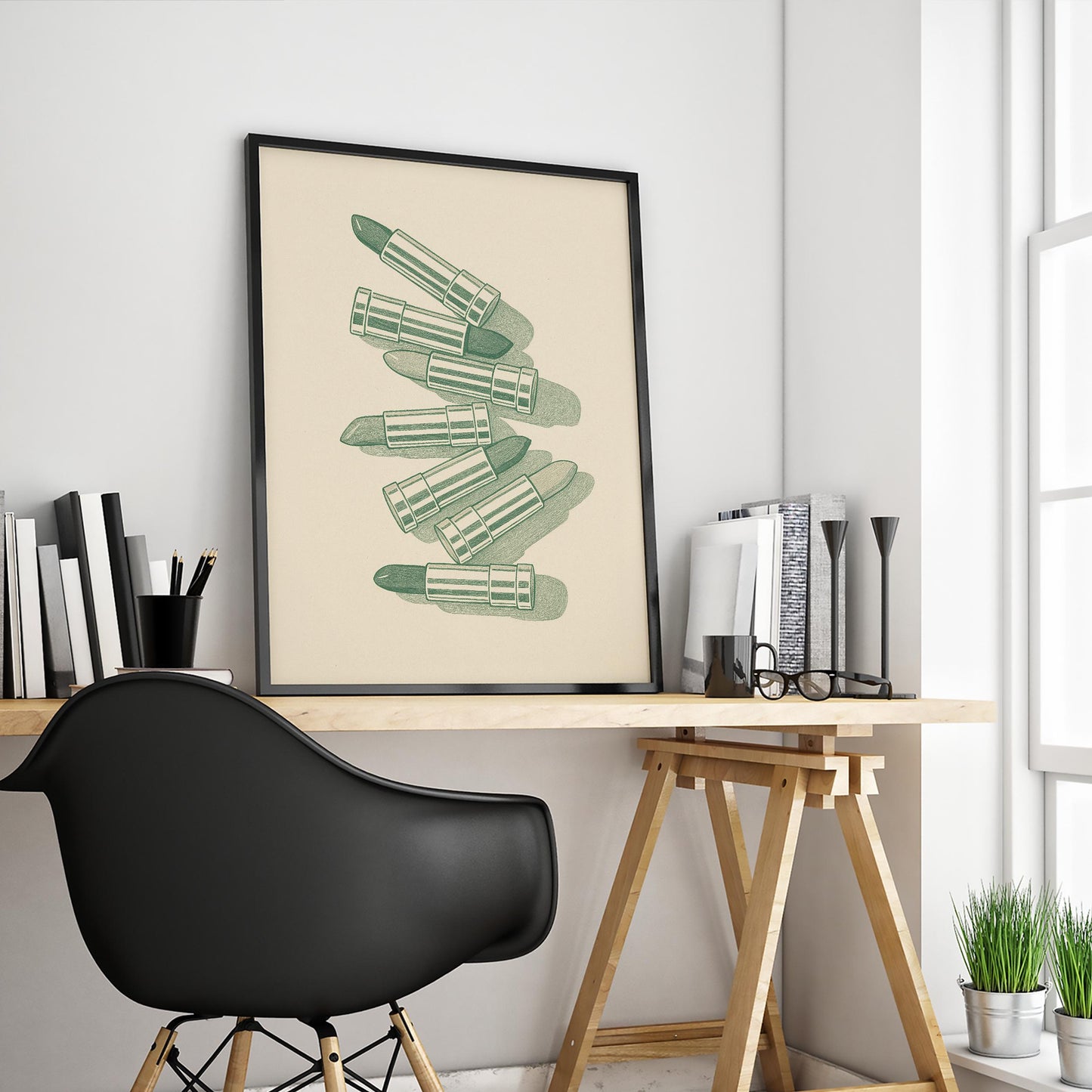 Lipsticks Poster – Minimalist Beauty Line Art Print