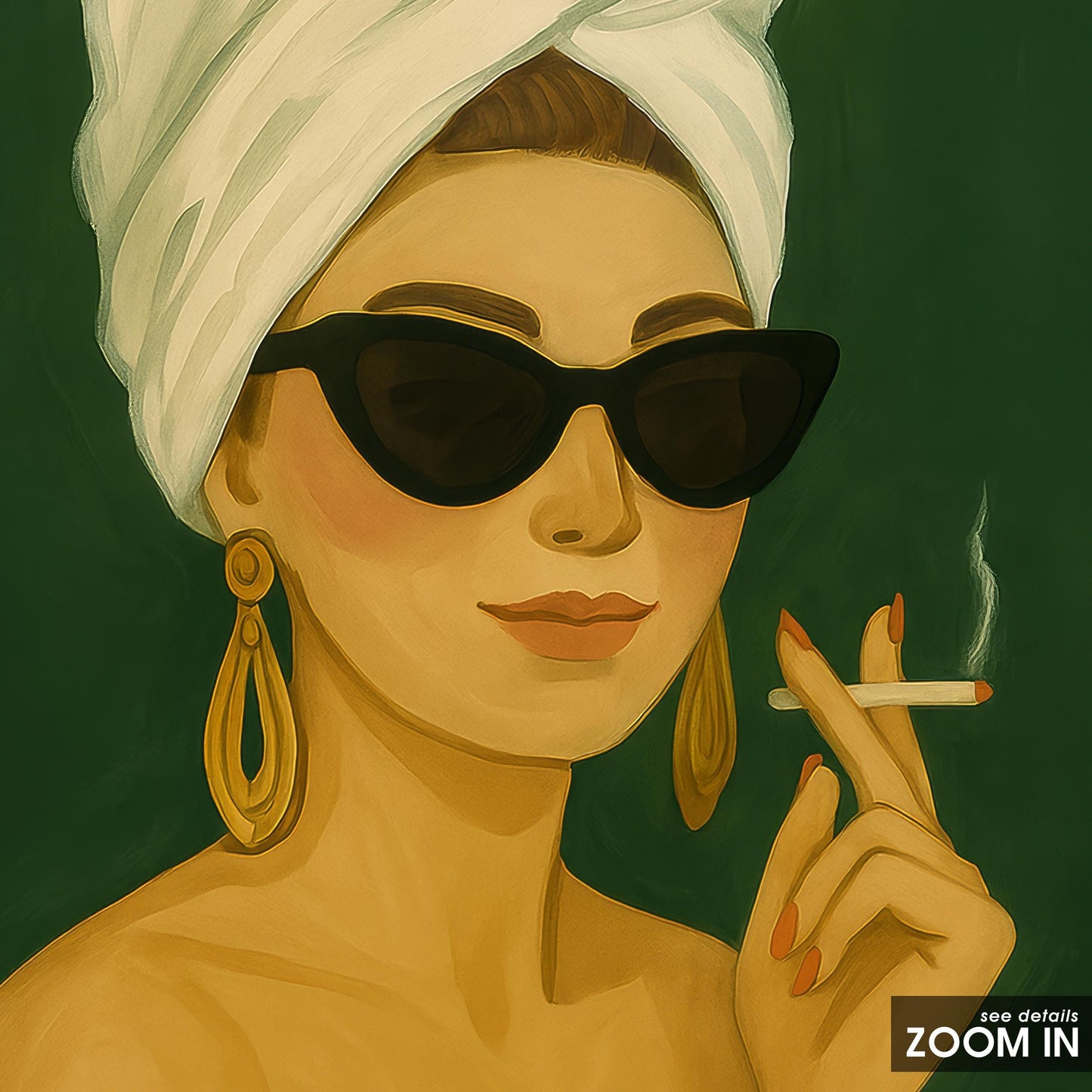 Retro Glam Wall Art – Vintage Style Print of Glamorous Woman in Green