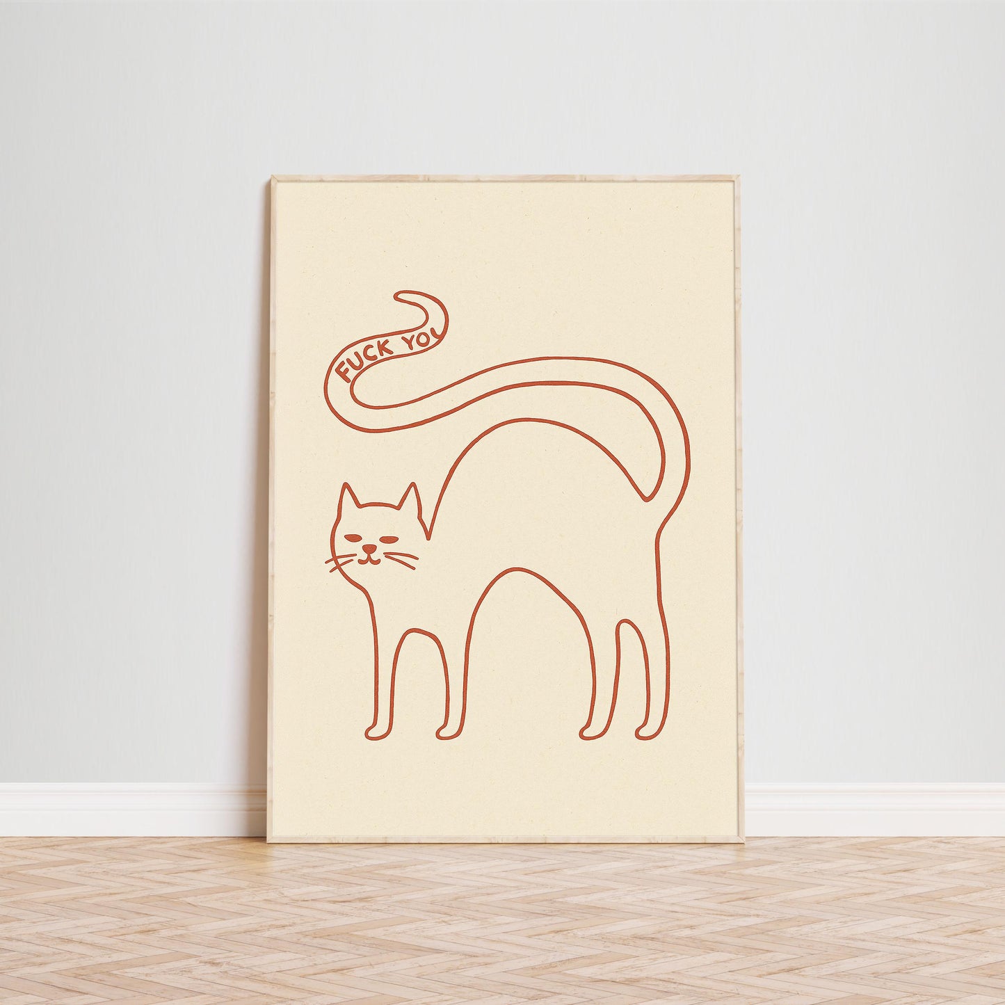 Cat Attitude Poster – Minimal Line Art, Funny Cat Wall Decor, Bold Modern Illustration