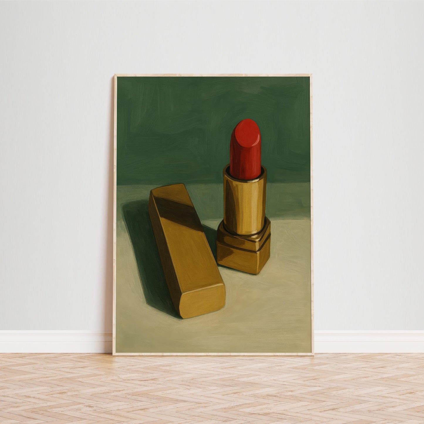Red Lipstick Art Print – Minimal Retro Glam Makeup Wall Decor Poster