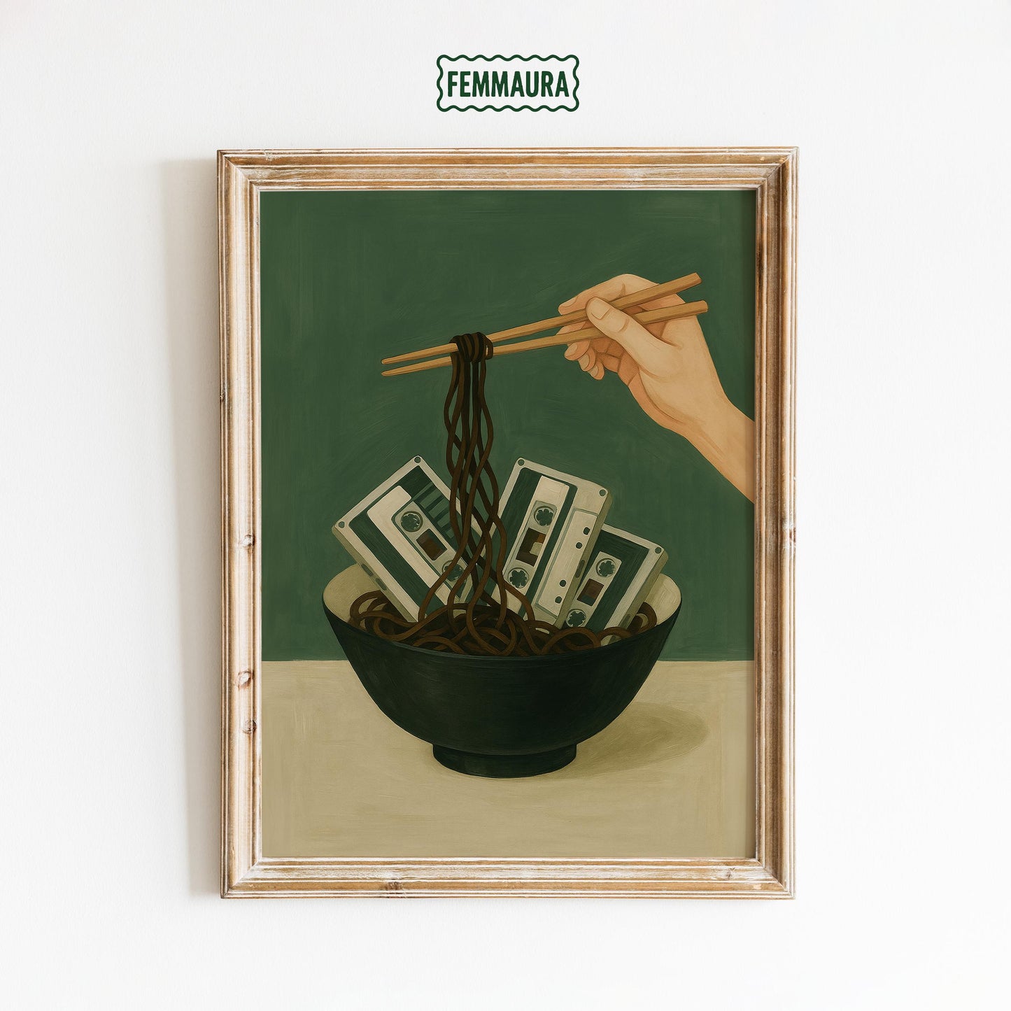 Cassette Tape Poster - Quirky Retro Wall Art Featuring Noodle Art Print