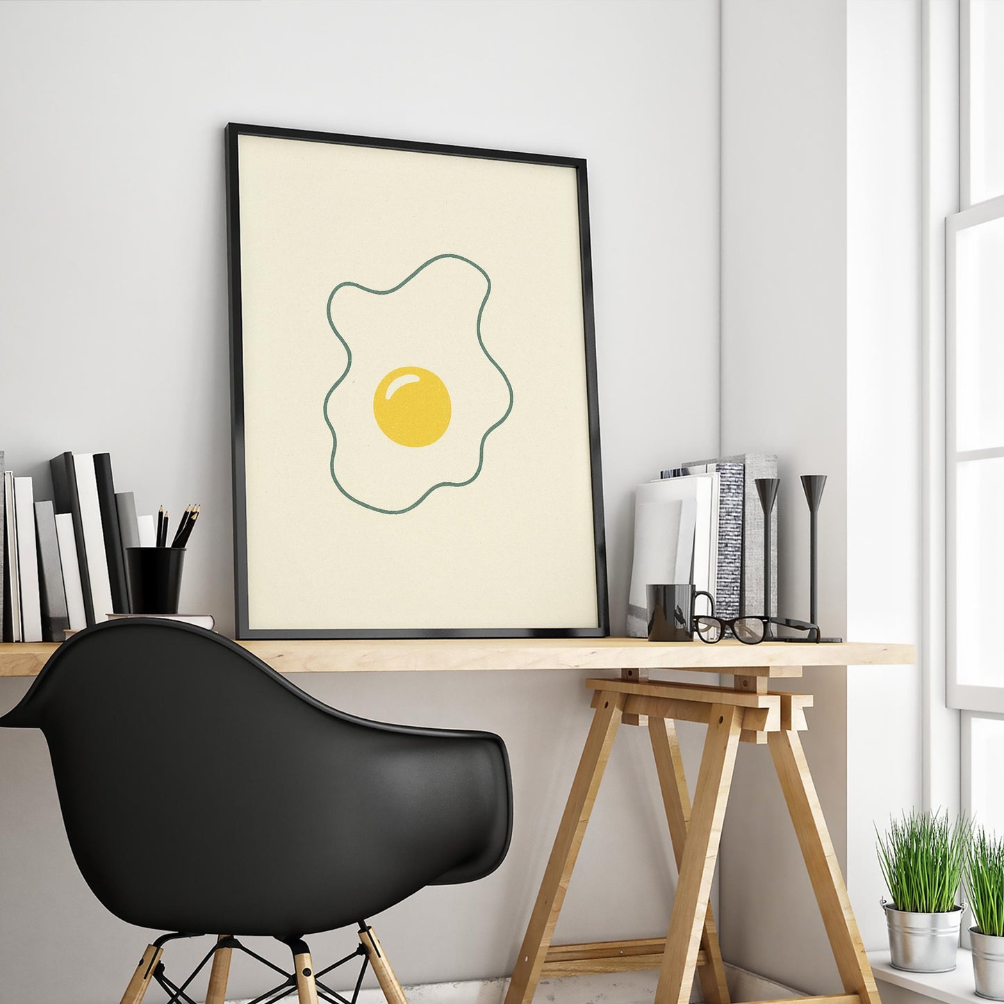Sunny Side Up Poster – Minimal Kitchen Wall Art, Breakfast Food Illustration Print