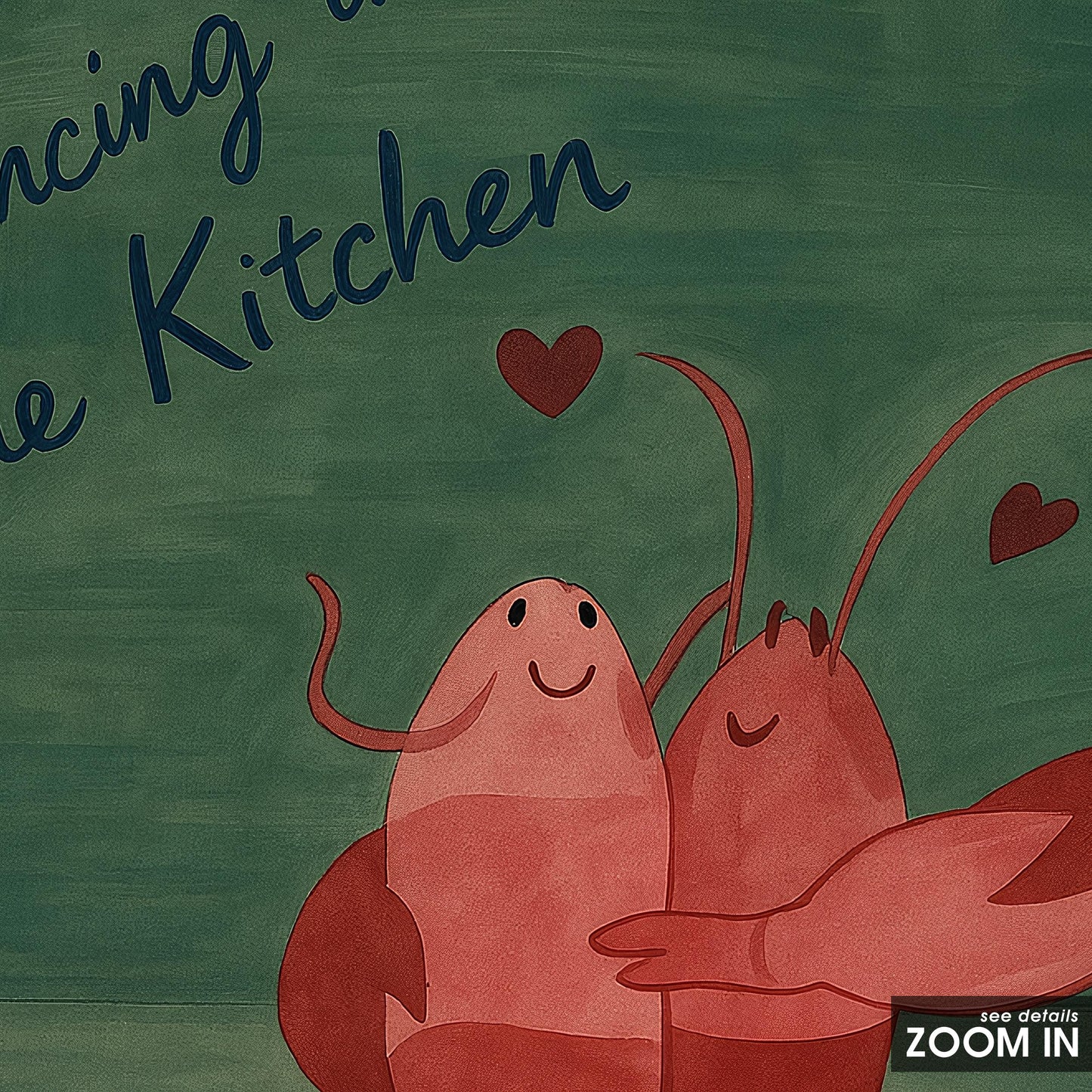 Romantic Lobster Wall Art – Cute Kitchen Decor | Dancing Lobster Poster Print
